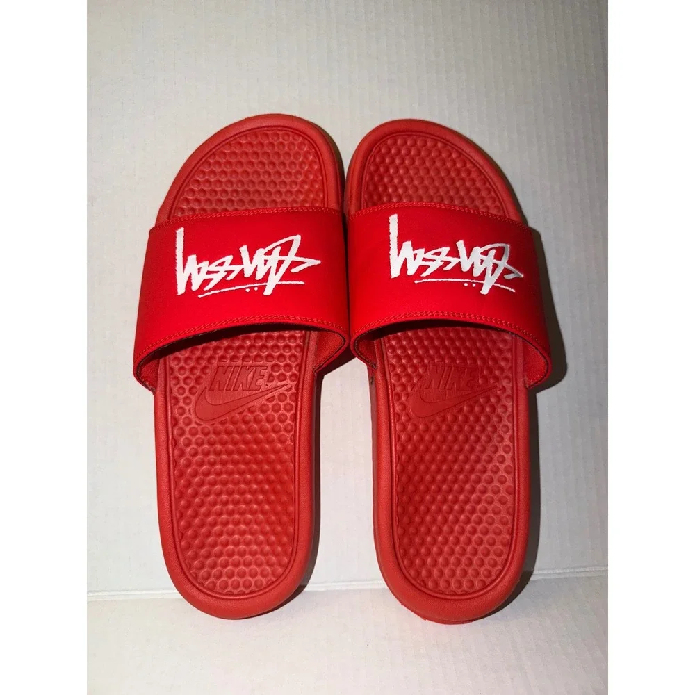 Men's Nike Stussy Red Slides Size 9